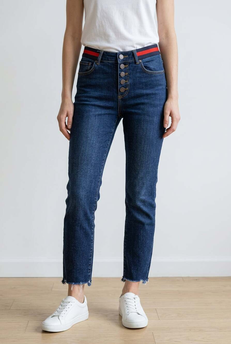 cabi Jeans Button Fly Skinny Dark Wash Size 2 High Rise Raw Hem